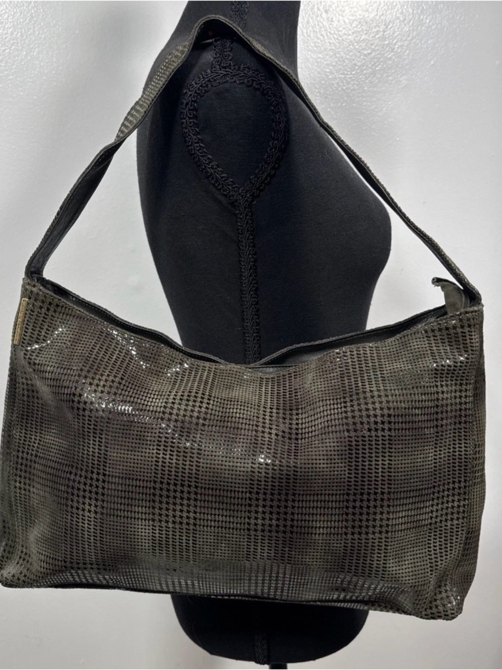 Marco Buggiani Italy Textured Leather Shoulder Bag, Hidden Exterior Pocket